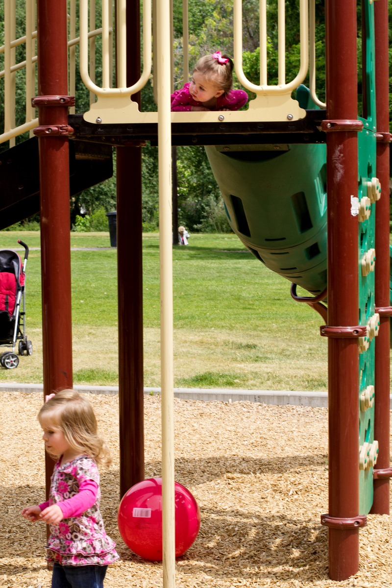 She climbed up really high, then panicked.