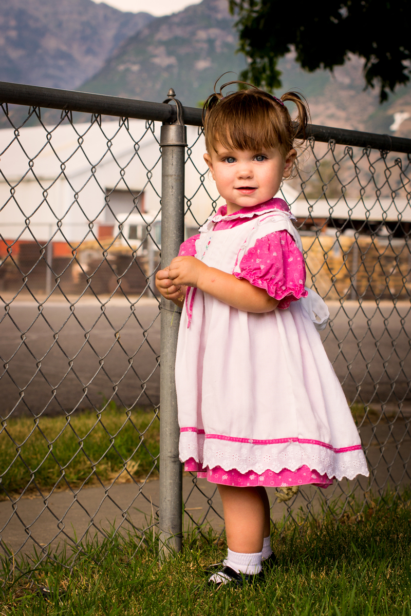 Dressed up in some of Mommy's old clothes