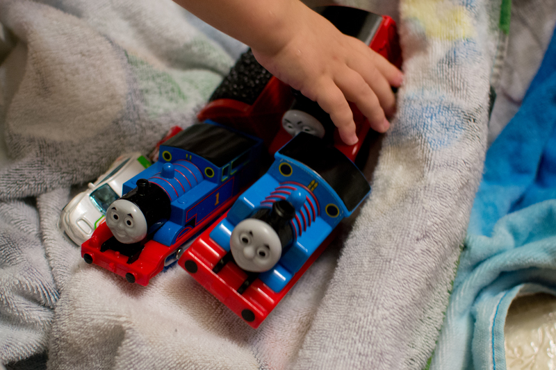 All the other trains wanted to cuddle with Thomas