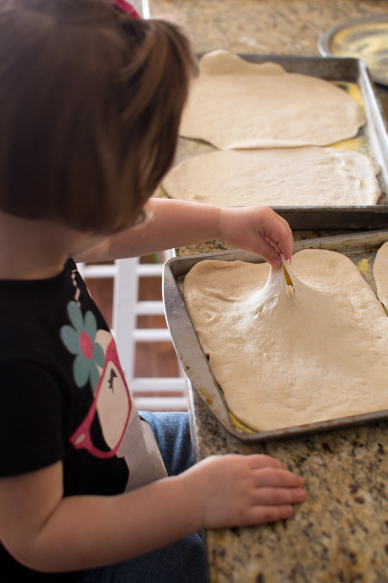 Making pizza at Toddler School