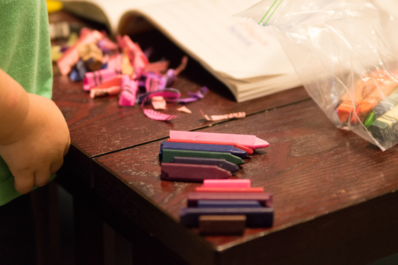 Breaking her crayons