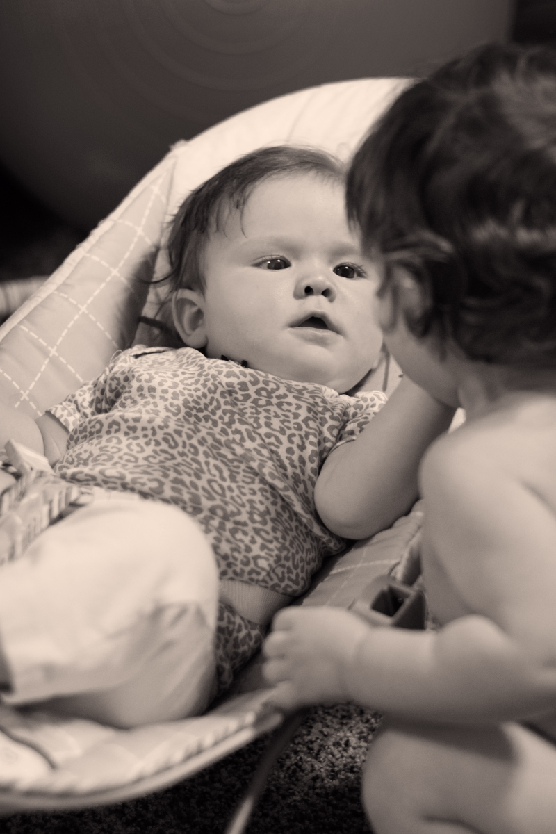 Emily and Becca inspect each other