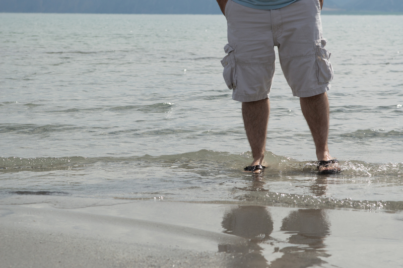 Wading in the cold water