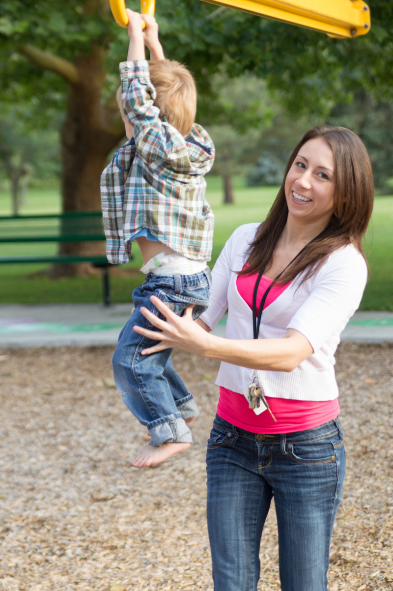 Zip-lining with his Momma