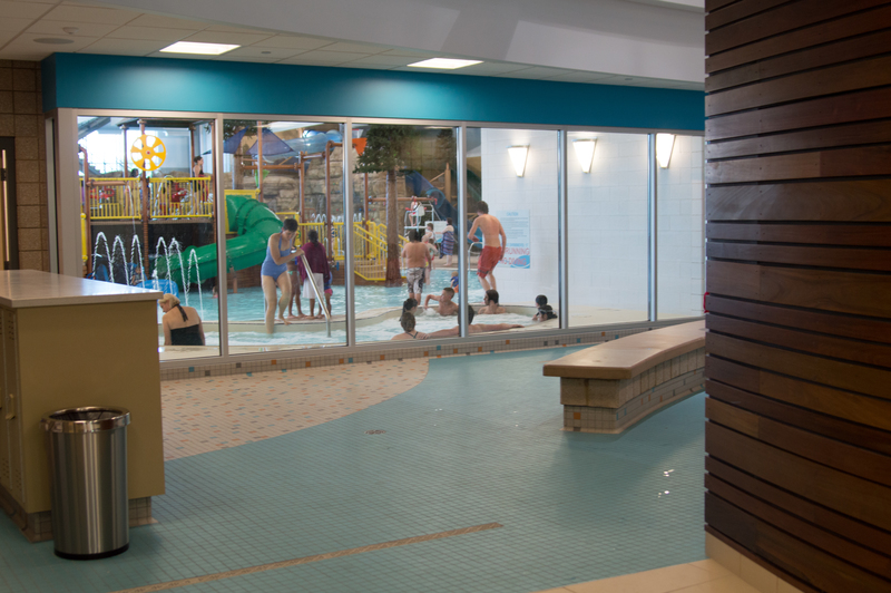 You can see the hot tub and pool through the glass