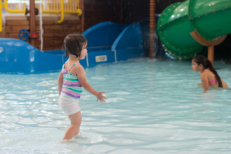 Em runs back into the pool so she doesn't have to go home