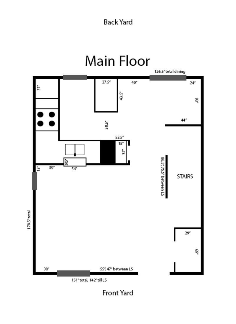 Measurements and general layout of main floor